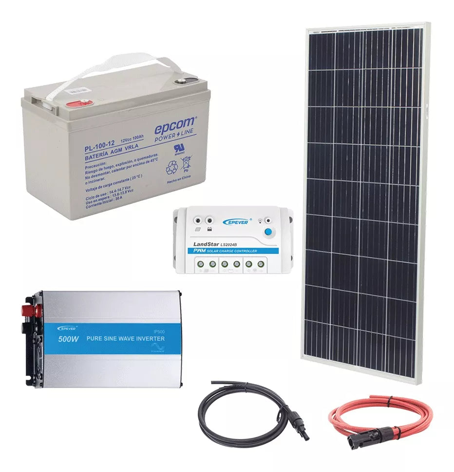 Kit Solar 500 Watts Batería Completo Listo Para Usar KITSOLAR-100AH