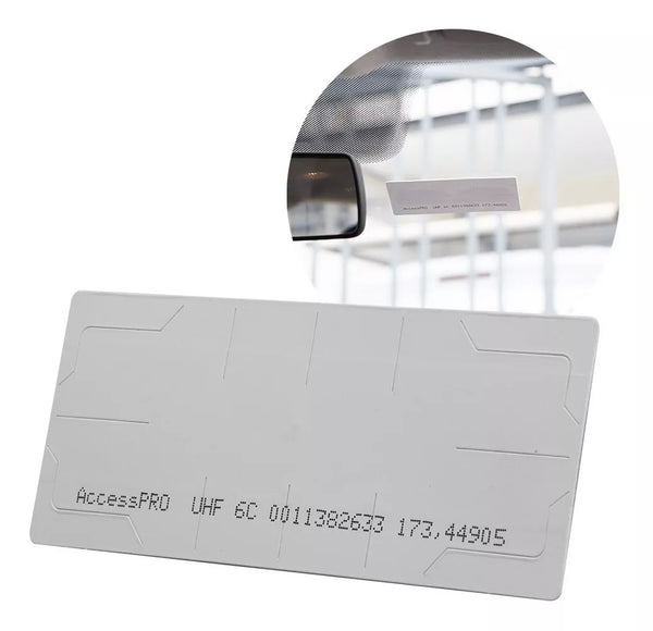 UHF TAG Adherible Tipo Etiqueta EPC GEN 2 Se Adhiere al Cristal del Vehículo Compatible con Lectoras de Largo Alcance PRO12RF y PRO6RF ACCESSTAGV2 - SILYMX