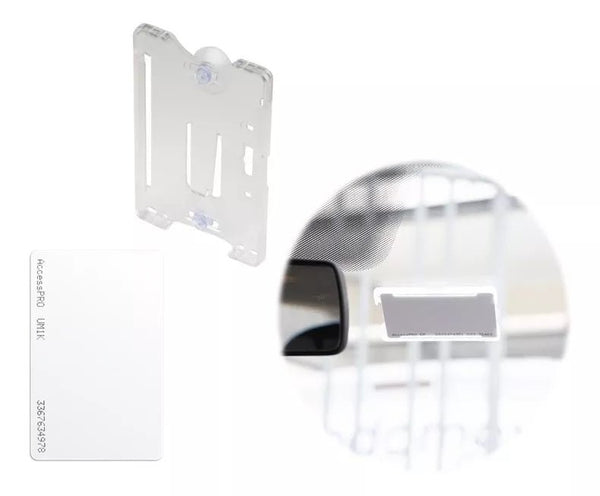 Kit de Tag UHF tipo Tarjeta para lectoras de largo alcance 900 MHZ EPC GEN 2 ISO 18000 6C No imprimible Incluye porta tarjeta ACCESS-CARD-EPC-K - SILYMX