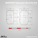 Brazo Telescópico de 2.6 m hasta 4.5 metros para Barrera CMP200 ZKTECO YC45M Telescopic Boom(4.5m) - SILYMX