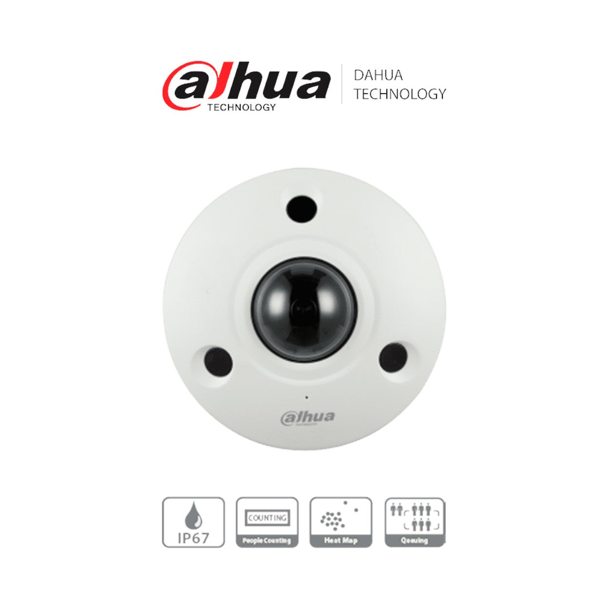 DAHUA IPC-EBW81242N - Cámara IP Fisheye Resolución de 12 MP/ Lente 1.85mm/ ? 360/ IR 10 mts/ IA WizMind/ Conteo de Personas/ Cantidad de Personas en Áreas/ Mapa de Calor/ PoE/ DWDR/ H.265/ IP67/ IK10/ E&S Alarma/ E&S Audio - SILYMX