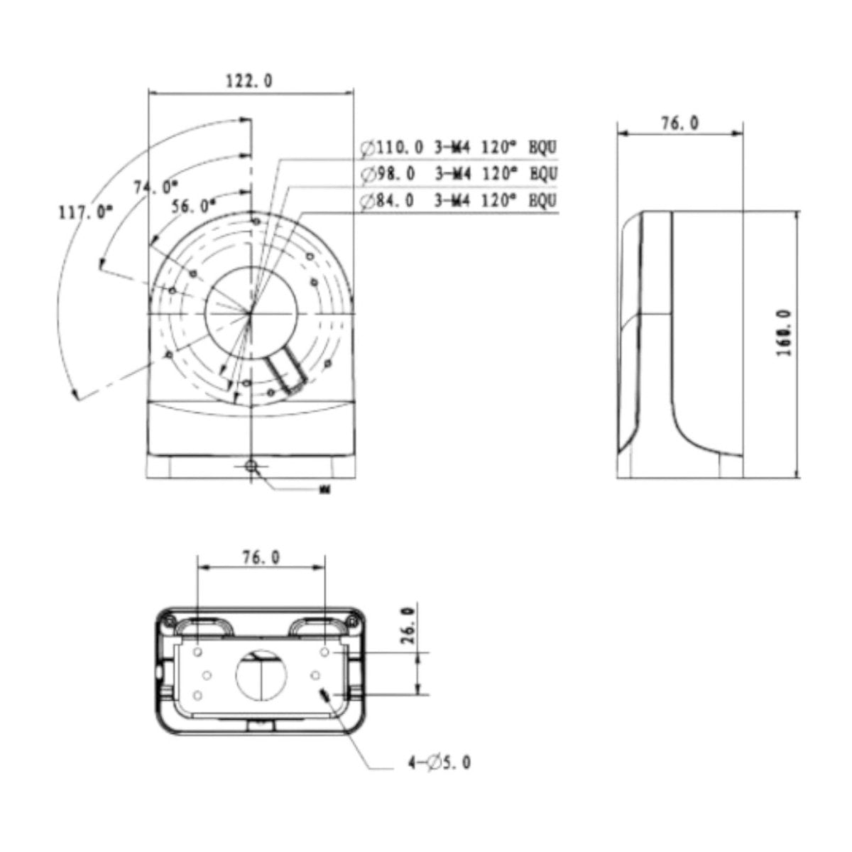 Adaptador De Brazo De Pared Para Cámaras Domo Dahua DH-PFB203W - SILYMX