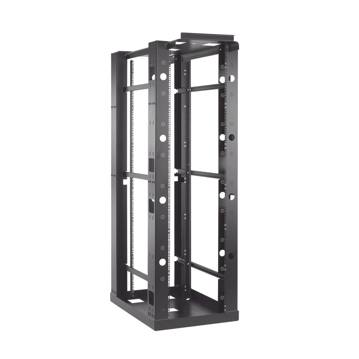 Racks AbiertosHOFFMANE4SDR19FM45URack de 4 Postes Sísmico, Estándar de 19 in, Rieles Con Orificio Para Tuerca Enjaulada, Fabricado en Acero, 45 Unidades de Rack, Color Negro - SILYMX