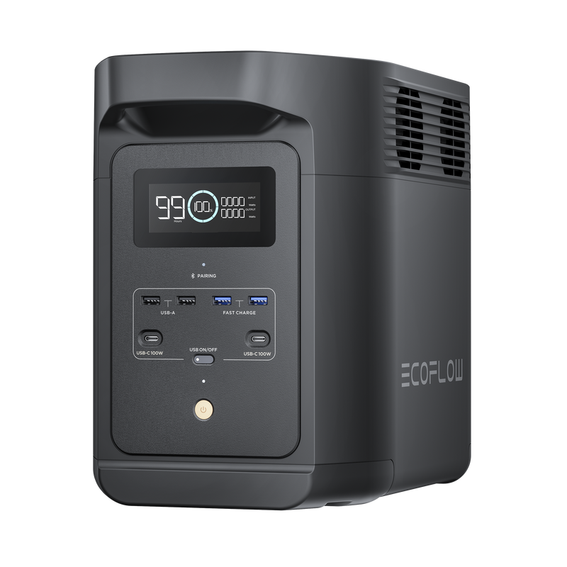 Estación de Energía Portátil de 980Wh Litio LFP 10 Puertos AC 500 W (Max. 1000W) 2 USB-C 100W Cargador de Coche 10A a 12.6V Conectividad WiFi y Bluetooth (App) Carga Solar 500W Max ECOFLOW E980