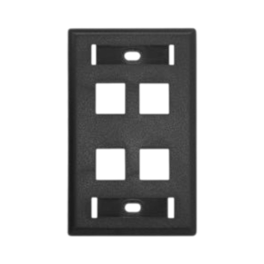 Placa De Pared 4 Puertos Compatible Con Jacks Estilo Keyconnect Universal Conectores De Fibra Optica Y Coaxiales Color Negro - SILYMX