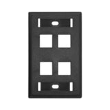 Placa De Pared 4 Puertos Compatible Con Jacks Estilo Keyconnect Universal Conectores De Fibra Optica Y Coaxiales Color Negro - SILYMX