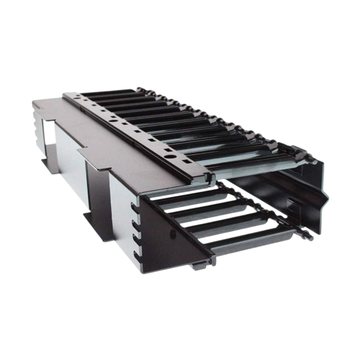 Organizador horizontal BELDEN 2Ur Dedos moldeados de acero y plastico negro - SILYMX