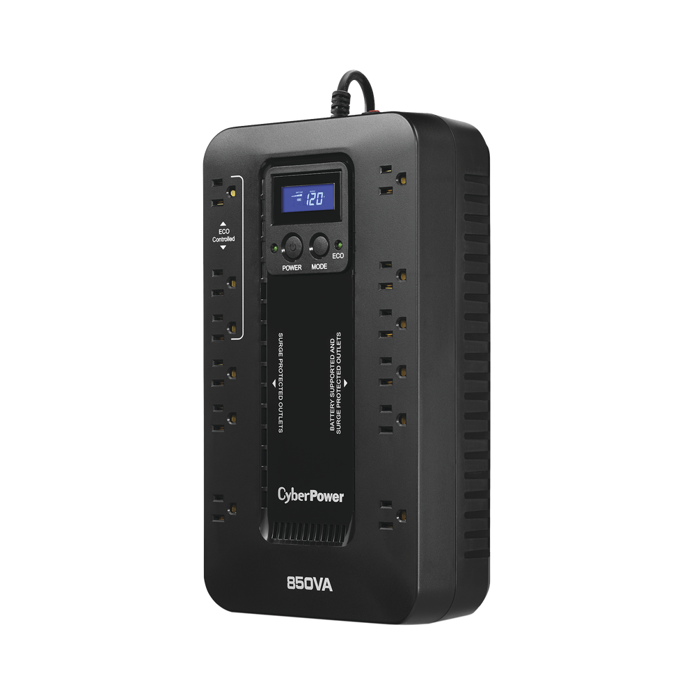 UPS CYBERPOWER de 850 VA/510 W Topología Standby con Modo Ahorrador ECO Entrada 120 Vca NEMA 5-15P Con 12 Tomas NEMA 5-15R EC850LCD - SILYMX