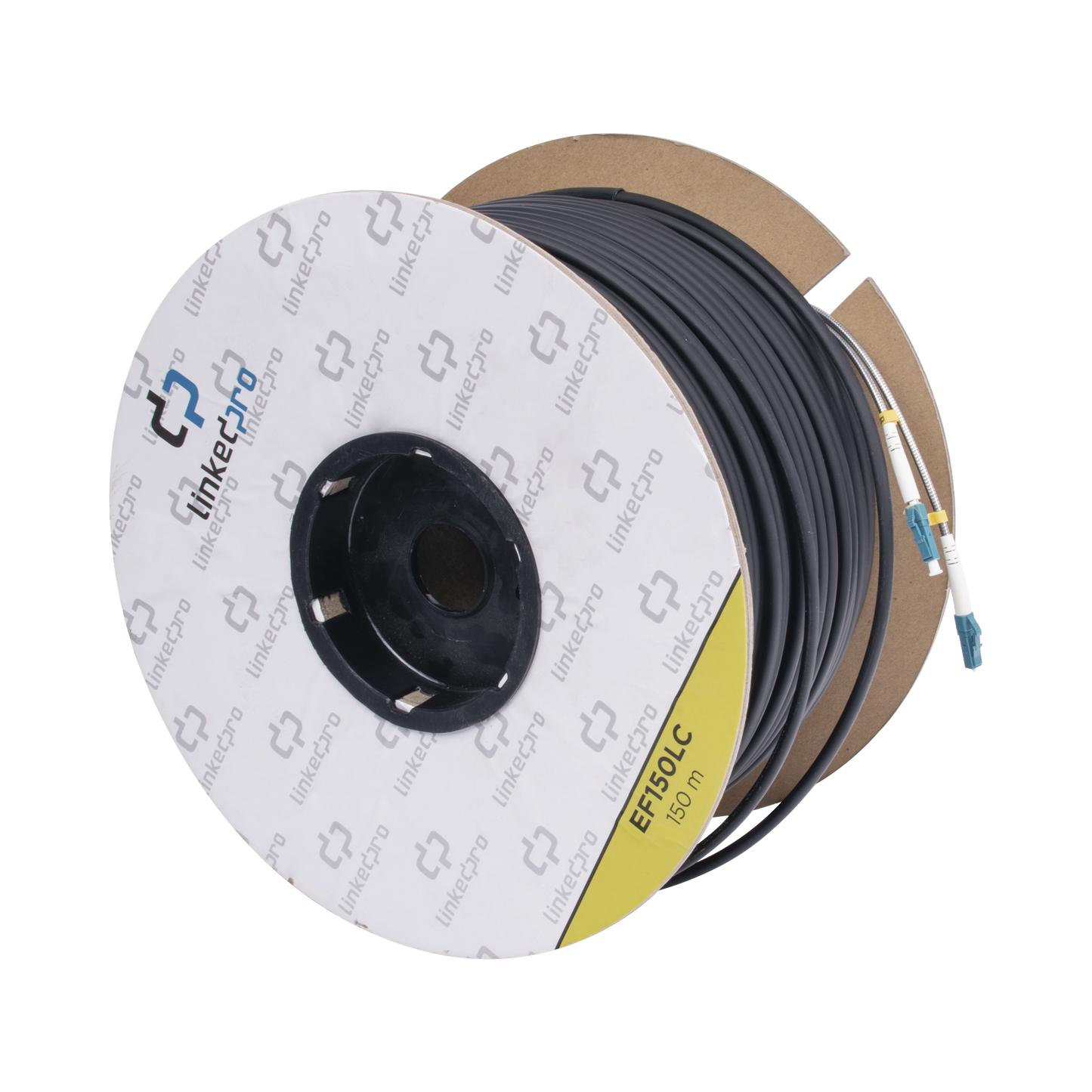 Carrete de Fibra Óptica Monomodo 9/125 LC-LC Dúplex 150m Reforzada Kevlar Subterránea | LINKEDPRO EF-150-LC - SILYMX