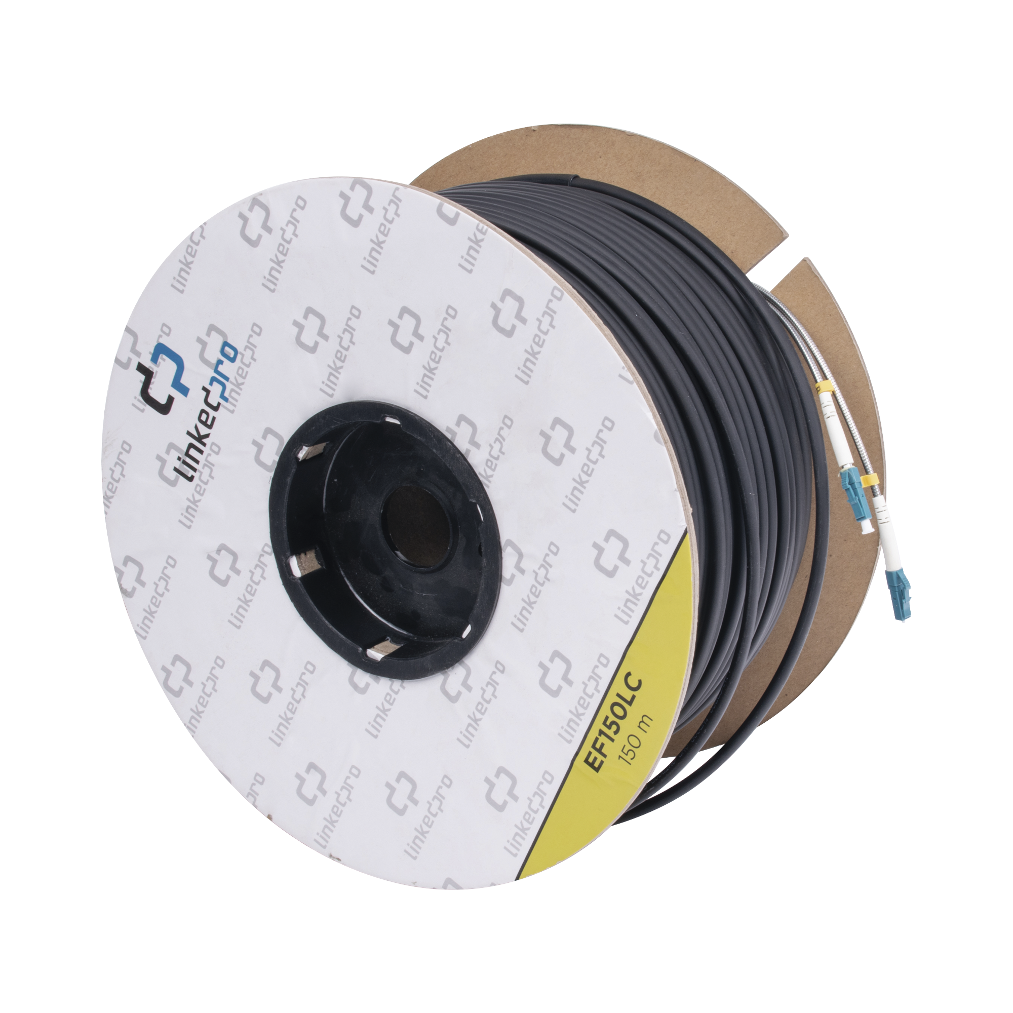 Carrete de Fibra Óptica Monomodo 9/125 LC-LC Dúplex 150m Reforzada Kevlar Subterránea | LINKEDPRO EF-150-LC - SILYMX