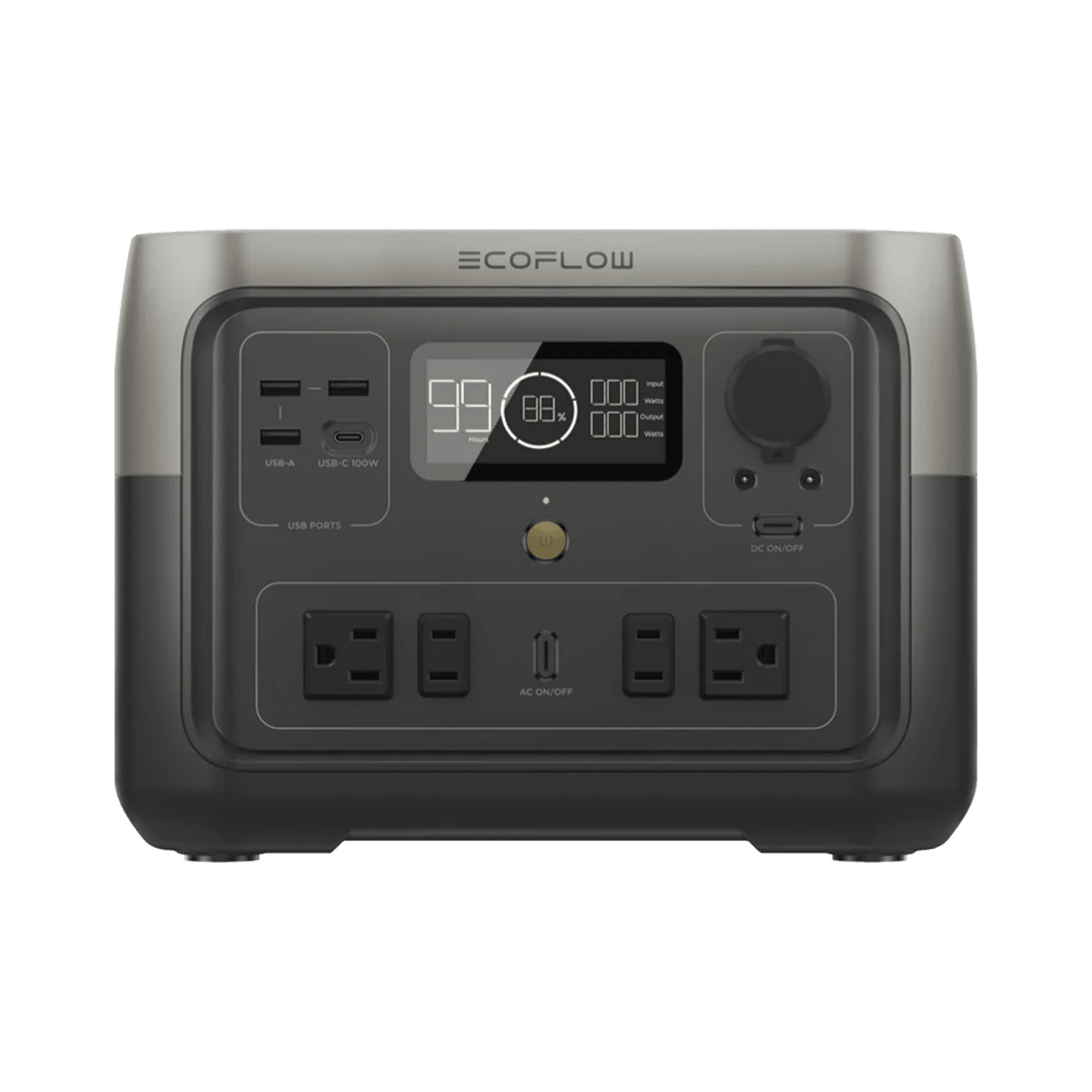 ECOFLOWEFR610EcoFlow River 2 Max | Estación de Energía Portátil 512Wh Litio LFP 4 AC 500 W (Max. 1000W) 1 USB - C 100W 3 USB - A 12W Cargador de Coche 8A a 12 o 24V Conectividad WiFi y Bluetooth (App) Carga Solar 220W Max ECOFLOW EFR610 - SILYMX