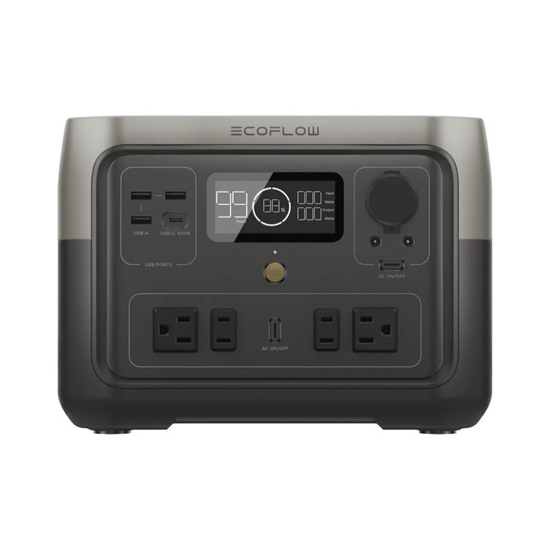 EcoFlow River 2 Max | Estación de Energía Portátil 512Wh Litio LFP 4 AC 500 W (Max. 1000W) 1 USB-C 100W 3 USB -A 12W Cargador de Coche 8A a 12 o 24V Conectividad WiFi y Bluetooth (App) Carga Solar 220W Max ECOFLOW EFR610