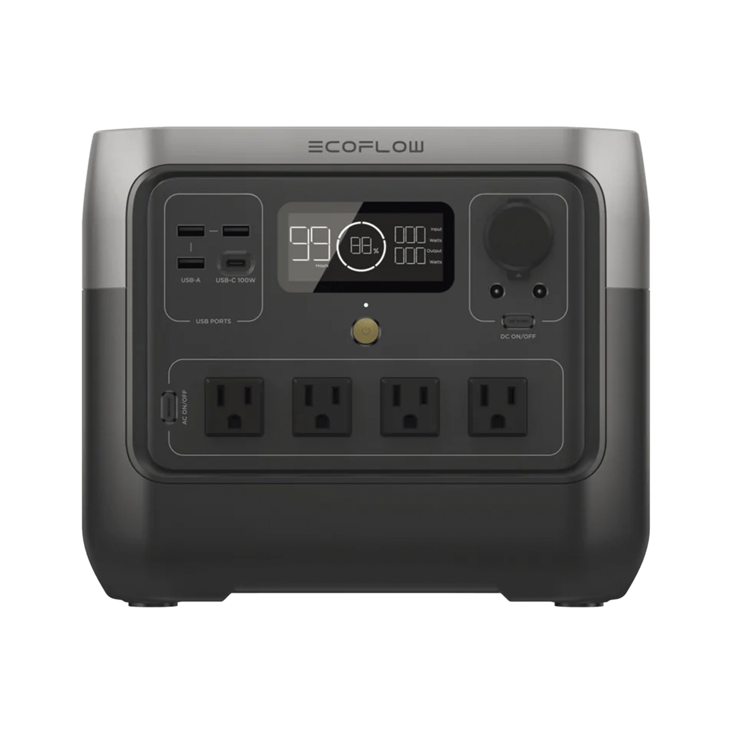 EcoFlow River 2 Pro | Estación de Energía Portátil 768Wh Litio LFP 4 AC 800W (Max. 1600W) 1 USB-C 100W 3 USB -A 12W Cargador de Coche 10A, 126W Max. Conectividad WiFi y Bluetooth (App) Carga Solar 220W Max ECOFLOW EFR620 - SILYMX