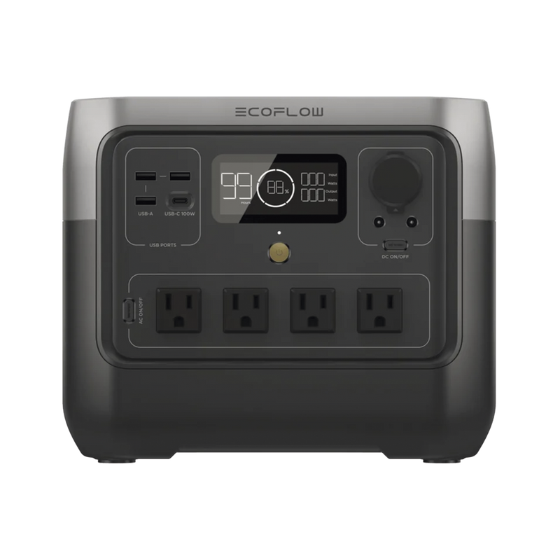 EcoFlow River 2 Pro | Estación de Energía Portátil 768Wh Litio LFP 4 AC 800W (Max. 1600W) 1 USB-C 100W 3 USB -A 12W Cargador de Coche 10A, 126W Max. Conectividad WiFi y Bluetooth (App) Carga Solar 220W Max ECOFLOW EFR620