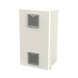 Gabinete Acero Galv. para 2 Baterías PL110D12  (400 x 730 x 300mm). Puerta Ventilada. Acc. para piso o poste No incluidos.