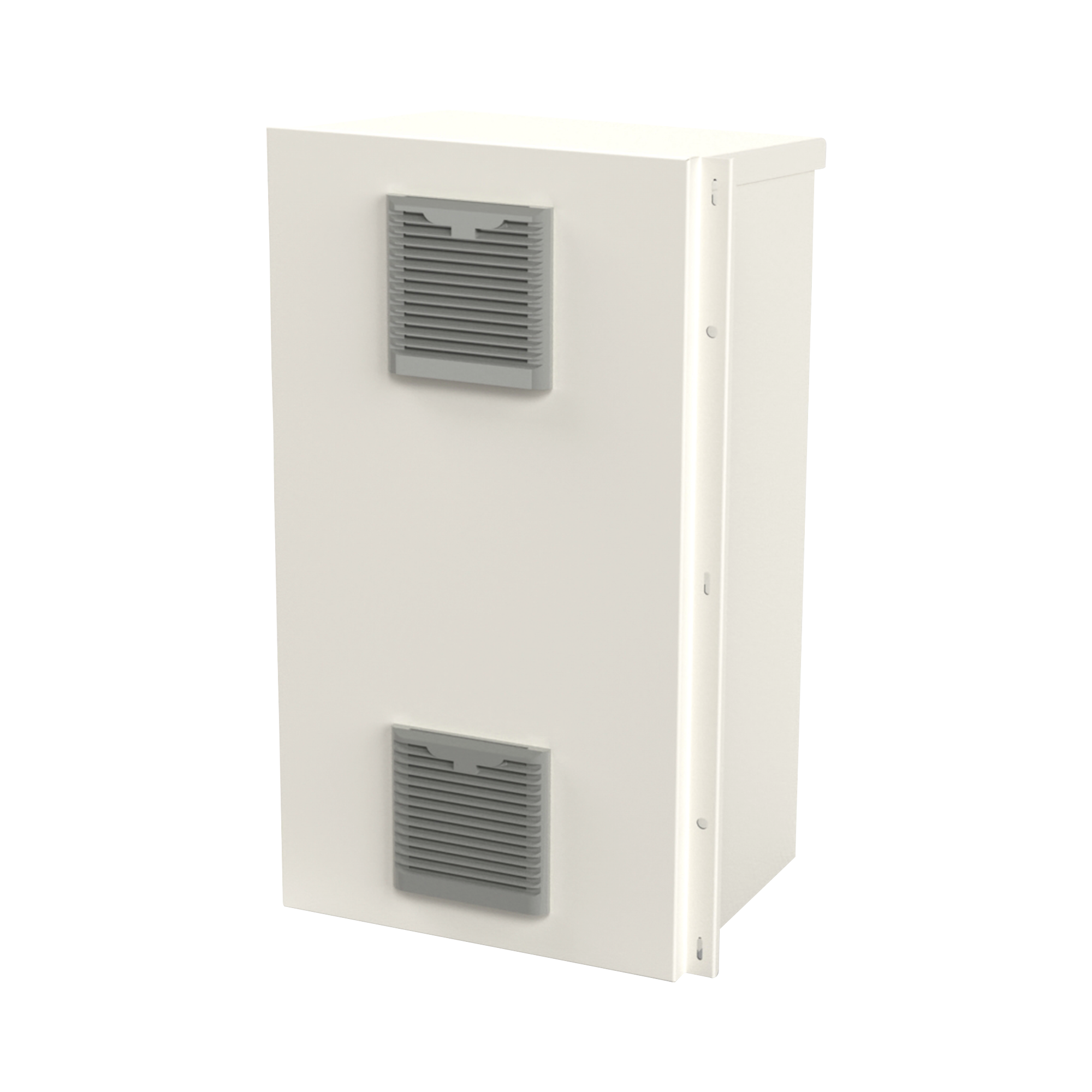 Gabinete Acero Galv. para 2 Baterías PL110D12  (400 x 730 x 300mm). Puerta Ventilada. Acc. para piso o poste No incluidos.