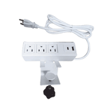 Tomacorriente para Escritorio Ajustable a Diferentes Grosores 3 Contactos 110VC 2 Contactos para Carga USB EPCOM POWERLINE  EM-3AC-WH - SILYMX