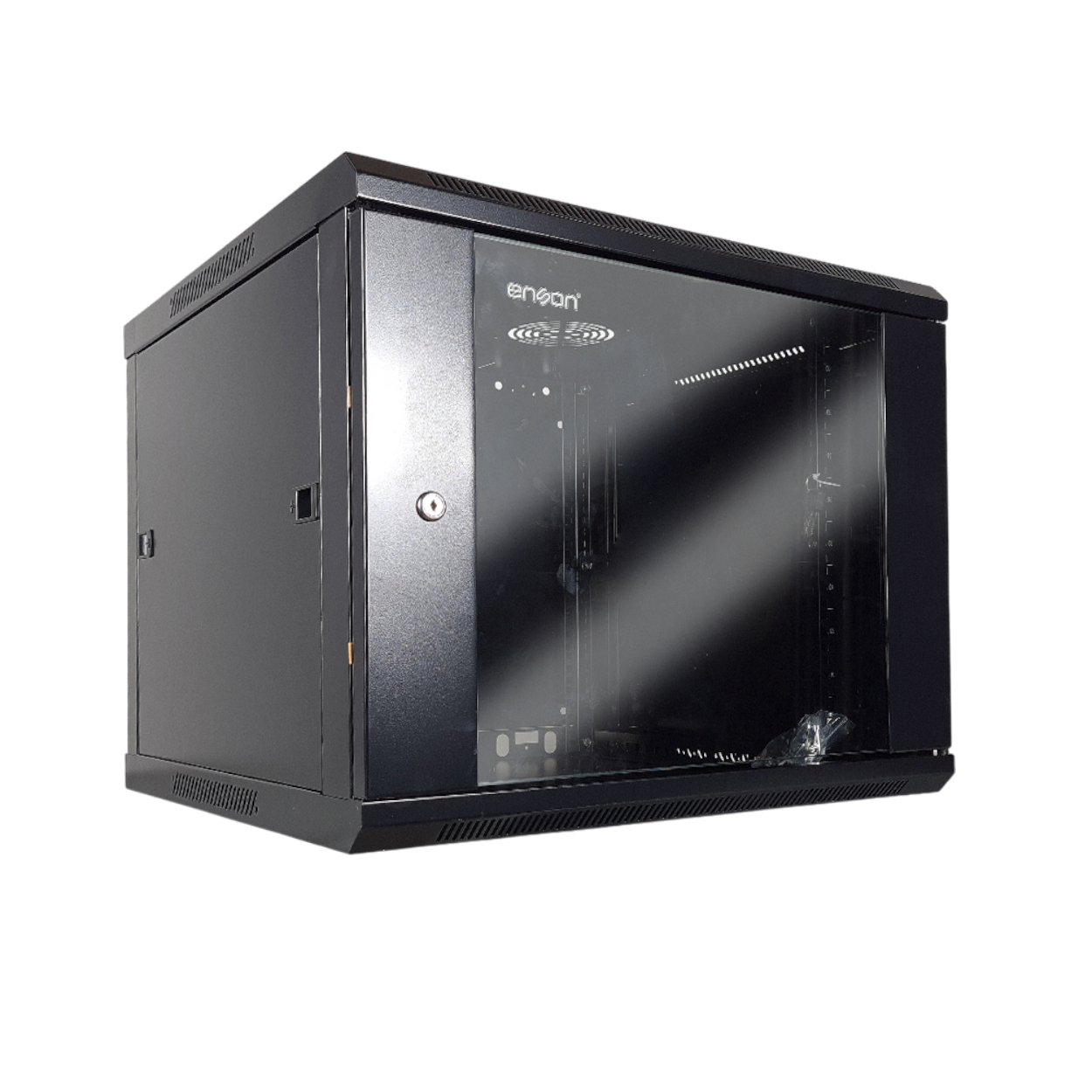 Gabinete Rack de Pared 9U ENSON ENS-RKGB9U con Puerta de Cristal Templado