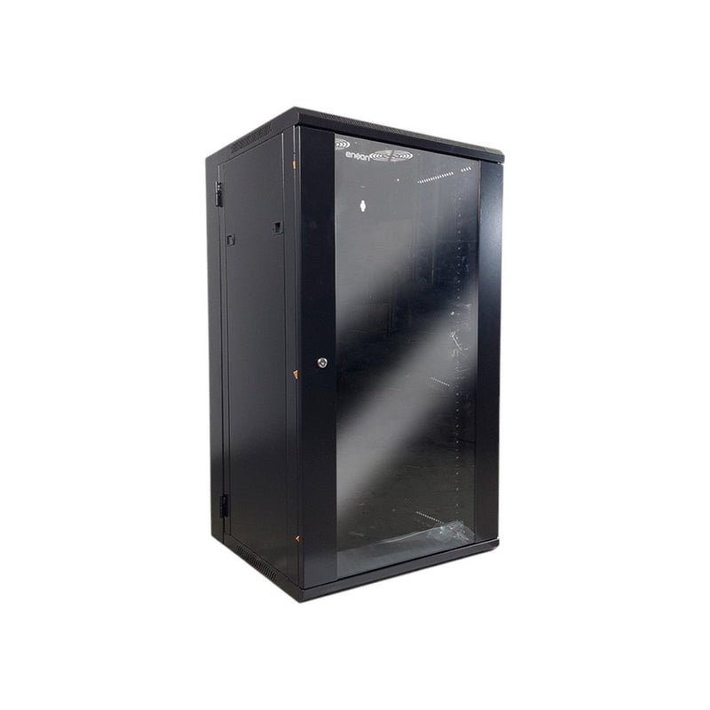Gabinete De Piso/pared 22u Puerta Frontal De Cristal Templado Con Cerradura De Seguridad Puerta Trasera Abatible Ranuras De Ventilacion - SILYMX