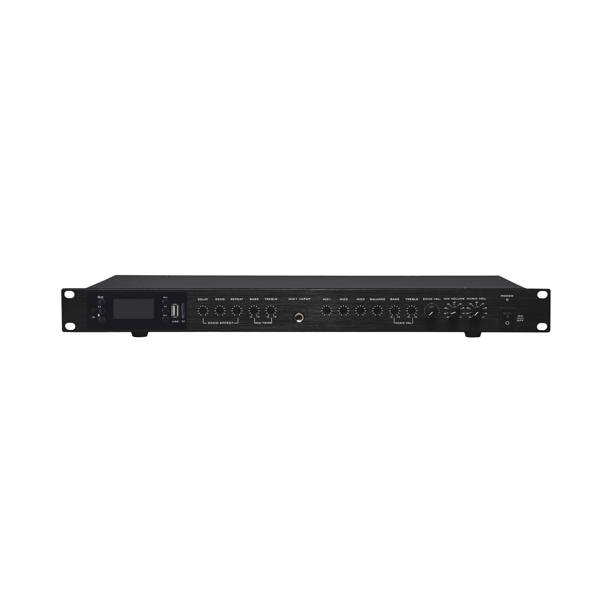Amplificador de Audio | 2 x 60W | Baja Impedancia 4 - 8Ω | Reproductor Bluetooth, USB, SD | Efectos Integrados Delay, Echo, Repeat