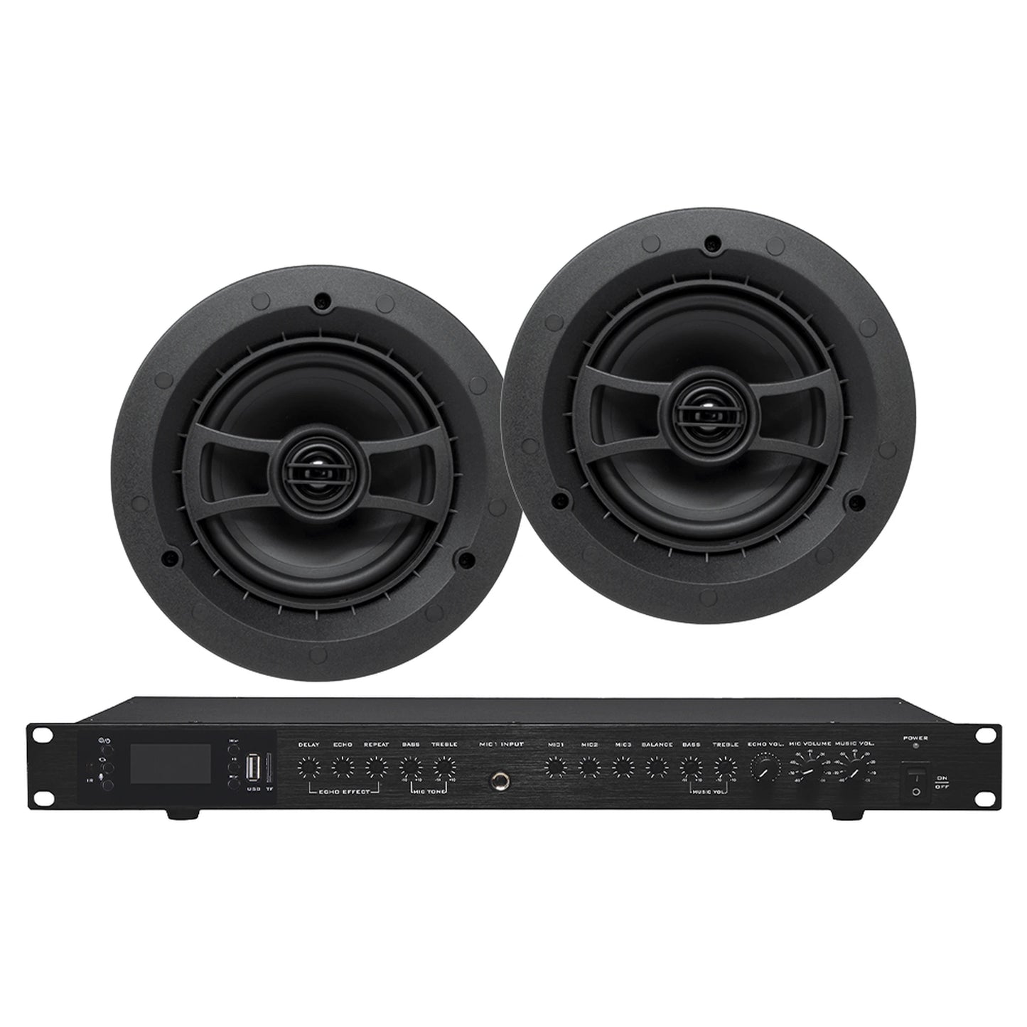 Amplificador Audio 2x60W Bluetooth USB SD 2 Bocinas Efectos Delay Echo EPCOM PROAUDIO EP2060W/2CS