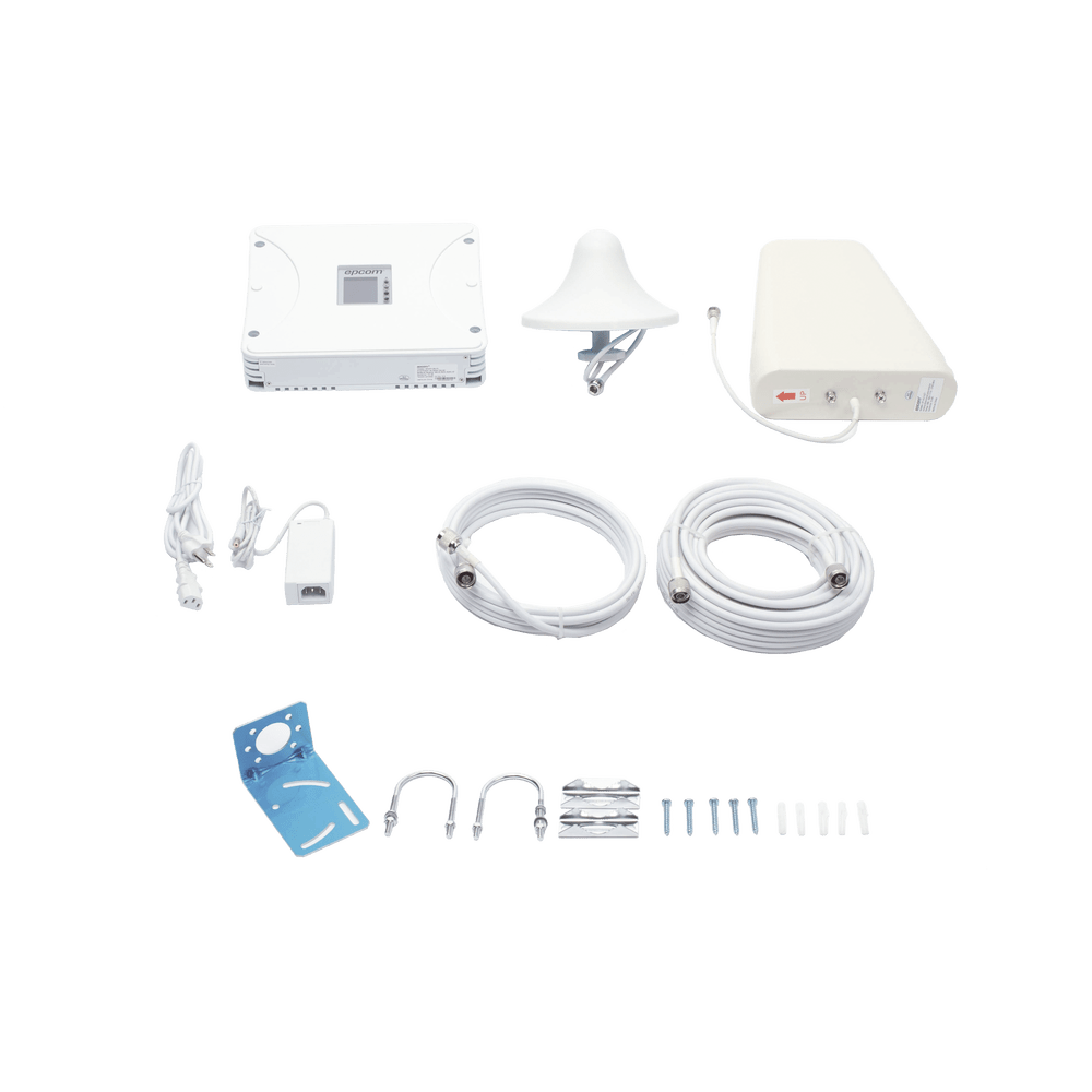 Kit Amplificador de Señal Celular 4.5G, 4G LTE, 3G y Voz. Funciona con Todos los Operadores. Soporta Múltiples Dispositivos y Tecnologías. Hasta 1200 metros cuadrados de Cobertura - SILYMX