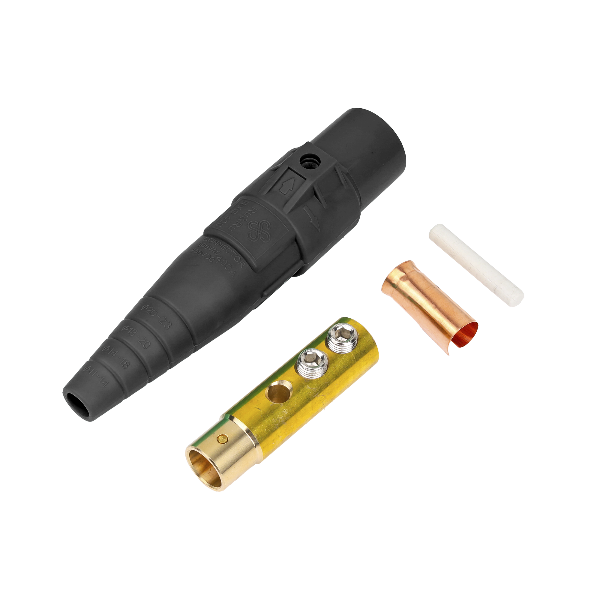 Conector Camlock Hembra / 400 Amperes / AC 600V / Abrazadera Compresión / Plástico Ingeniería / Varios Colores / Cable 2/0 AWG a 4/0 AWG