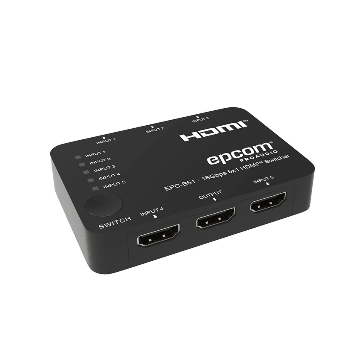 Kits Extensores Convertidores Divisores HDMI VGA DVIEPCOM PROAUDIOEPC-B51Switch HDMI 5x1 | 18Gbps | 4K@60Hz | YCbCr 4:4:4 | HDR, Dolby Vision y HLG | Soporte 3D | Conmutación Automática y Manual | Diseño Compacto - SILYMX