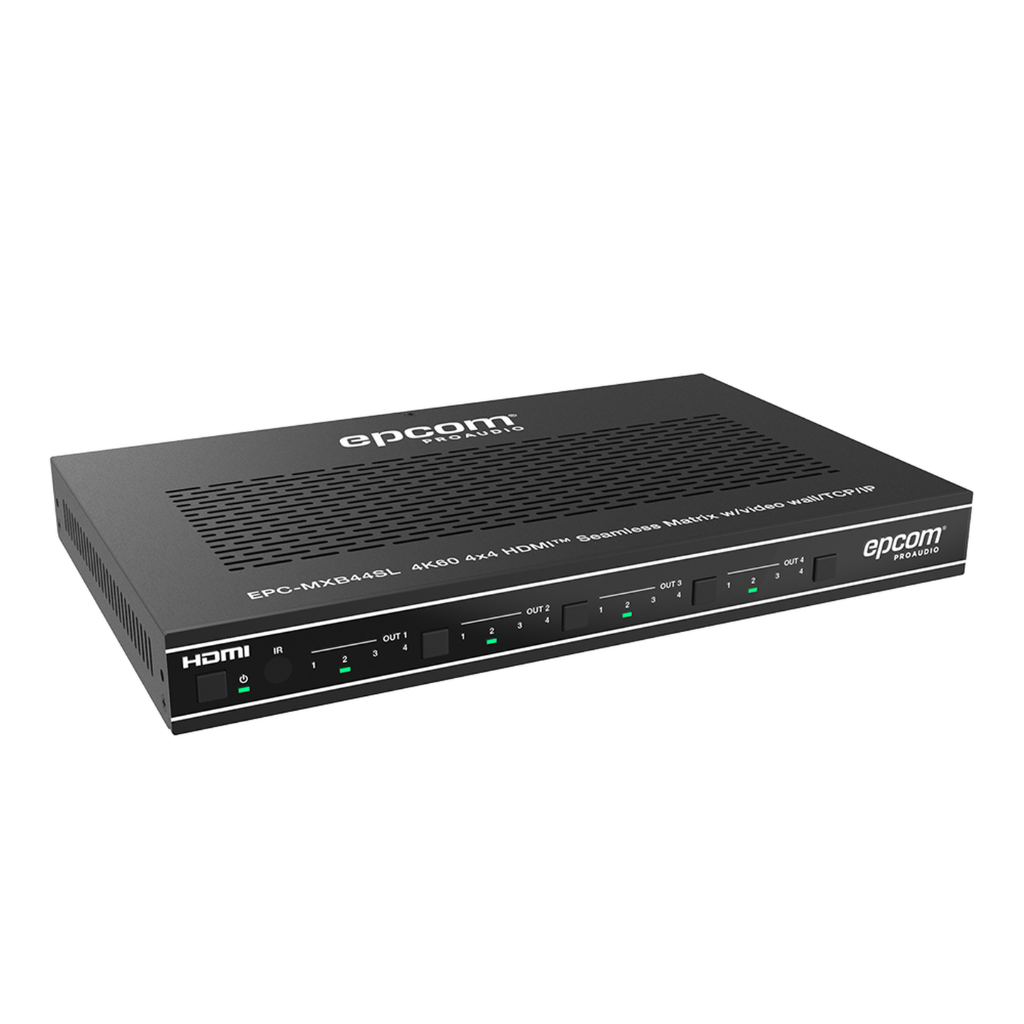 Matriz HDMI 4x4 4K60 4:4:4 EPCOM EPC-MXB44SL | Seamless Switch | Video Wall 2x2 | Control Web, IR, RS-232 y TCP/IP | HDMI 2.0b HDCP 2.2