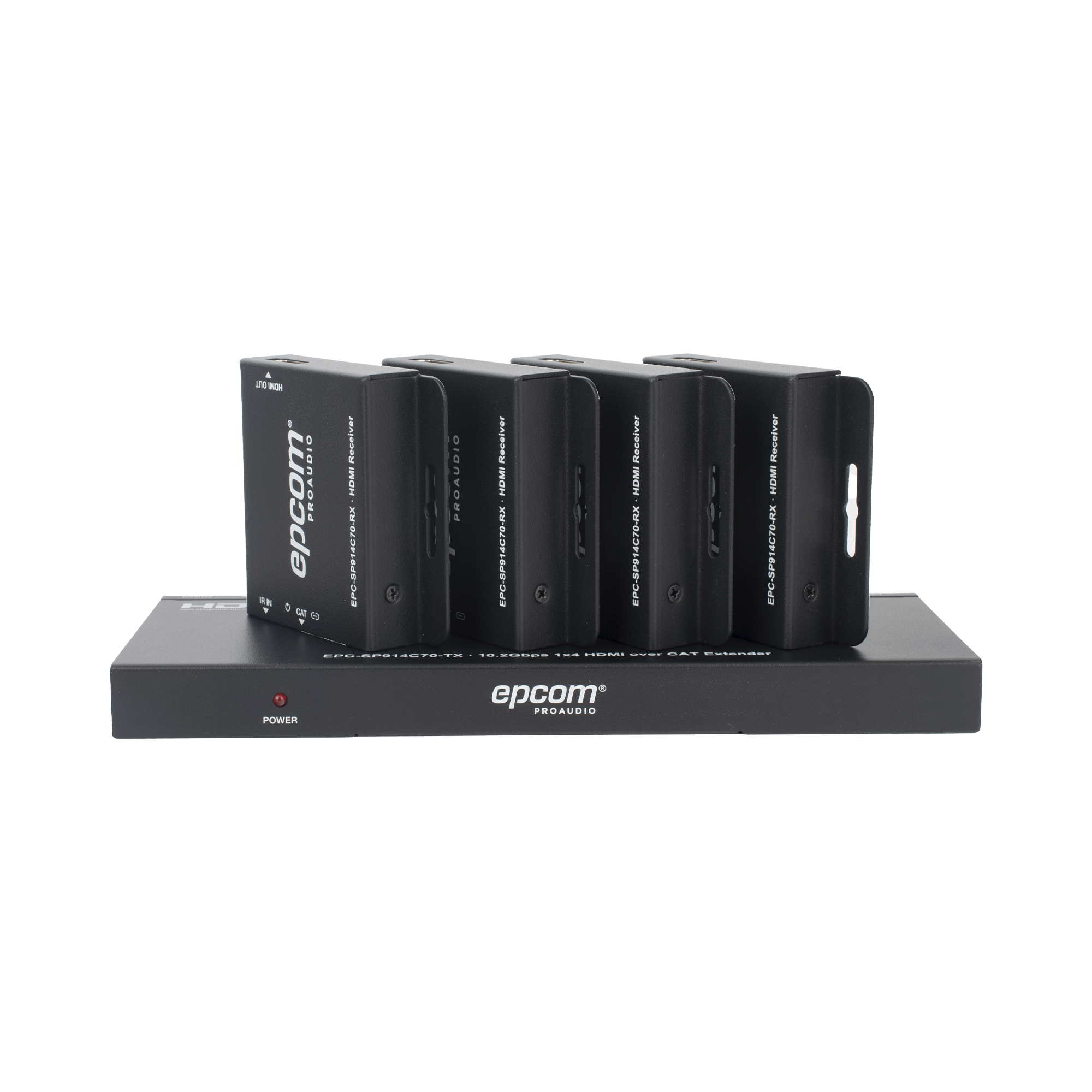 Splitter HDMI 1x4 EPCOM PROAUDIO · Extensor Cat6 · 4K@30Hz · 1080p@60Hz · PoC · 4:4:4 - SILYMX