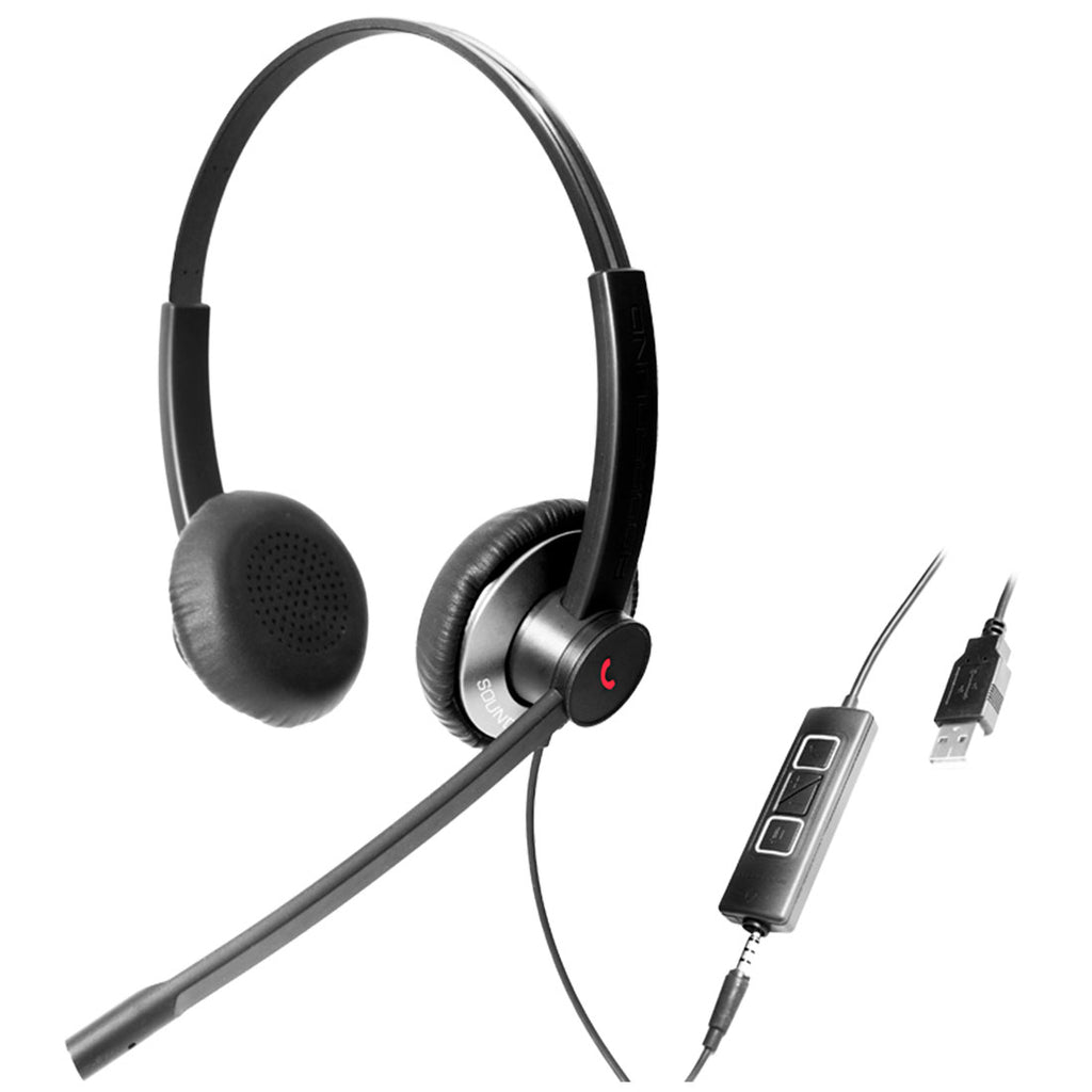 Diadema UC control llamada mute y vol 3.5mm y USB Gris Binaural EPIC 502-G - SILYMX