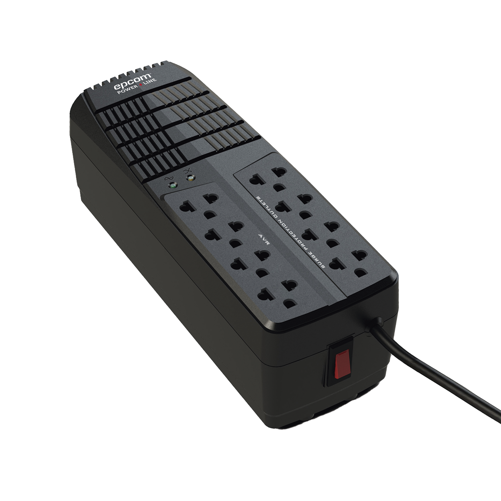 Regulador de Voltaje 1000 VA-500 W  4 Contactos con AVR 4 Contactos con Supresor de Picos Protección RJ11 EPCOM POWERLINE EPL1000AVR - SILYMX