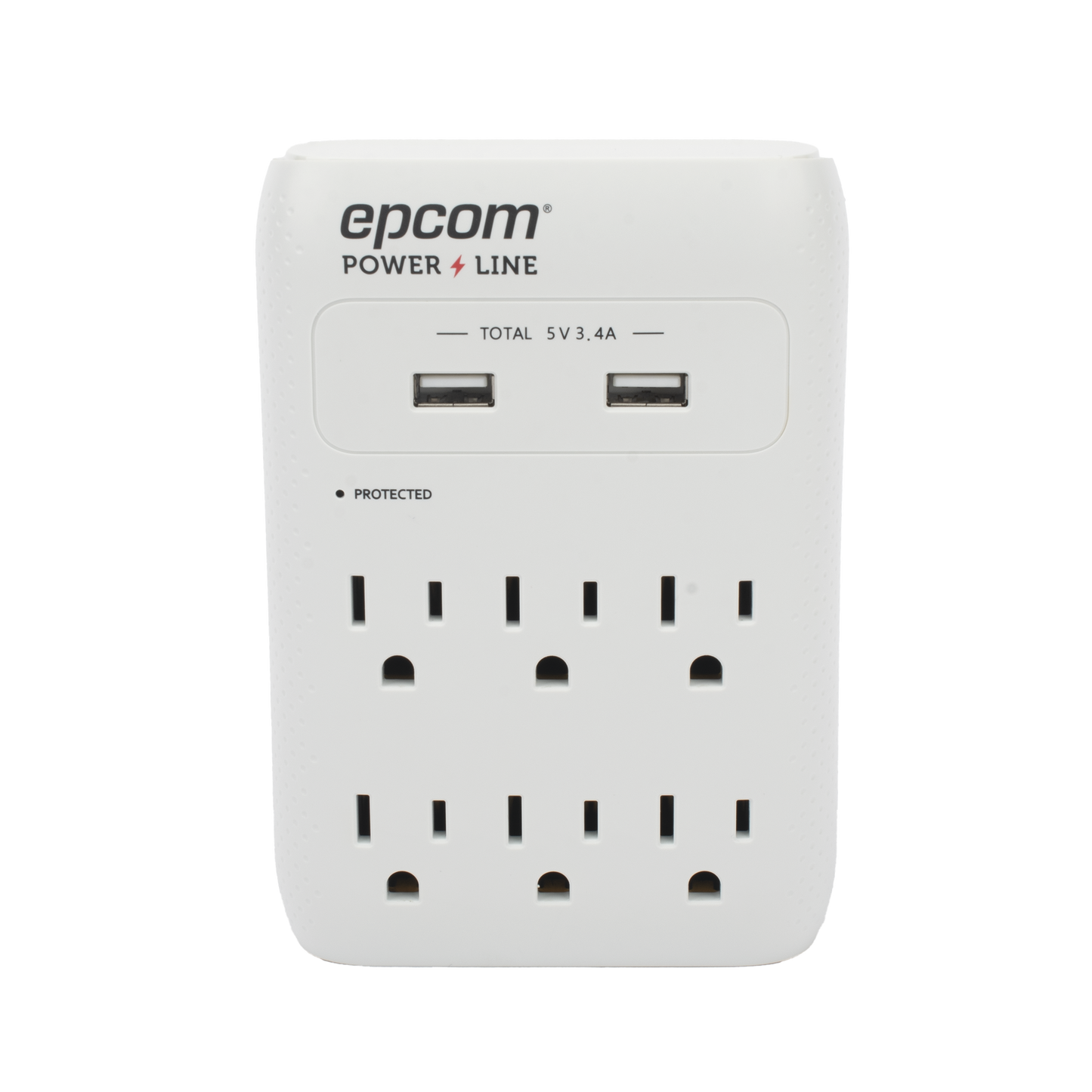 Multicontacto de Pared 110 Vca / Supresor de Picos 1080 Joules / 6 x Nema 5-15P / 2 x USB (5V @3.4A) 
