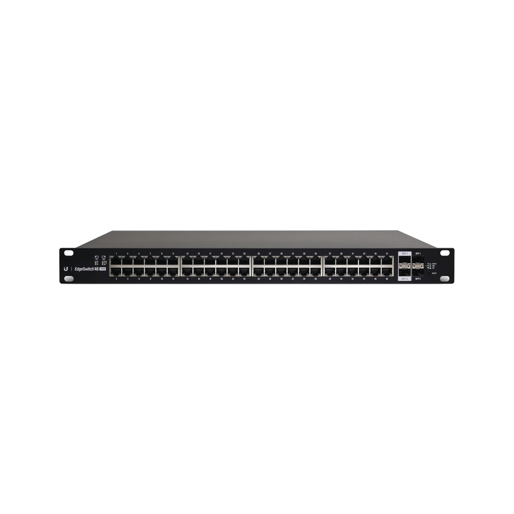 Switch Ubiquiti EdgeMAX Administrable de 48 Puertos Gigabit con PoE+/PoE Pasivo 24V + 2 Puertos SFP + 2 Puertos SFP+ 500 W ES-48-500W - SILYMX
