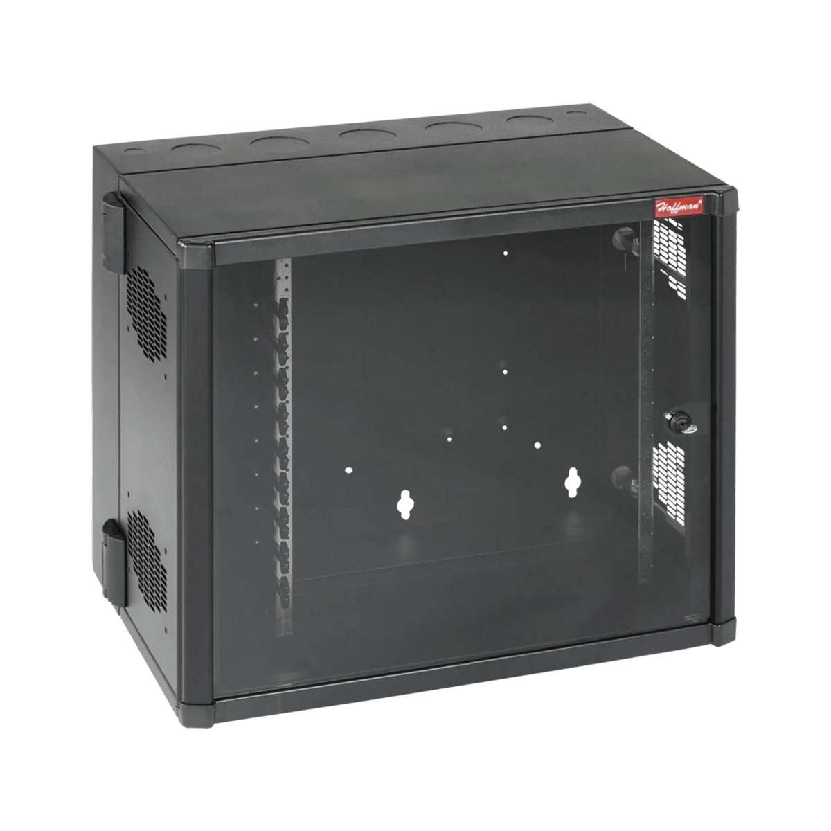 Racks CerradosHOFFMANEWMW482825Gabinete AccessPlus de Montaje 26 UR en Pared de 19in, Rieles Numerados y Roscados 10 - 32, Puerta con Ventana de Seguridad, 700 mm de Ancho, 637 mm de Profundidad, Color Negro - SILYMX