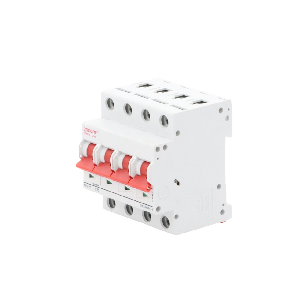 Protección Térmica 4P 25A Corriente Directa 1000 Vcc para Aplicación Fotovoltaica Montaje Riel DIN FPV634PC25