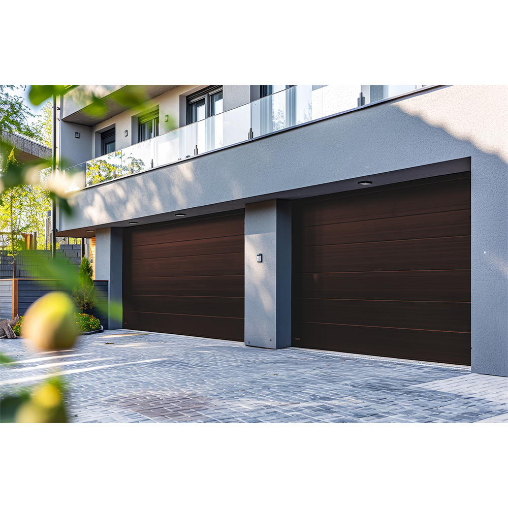 Puerta de Garage D Alta calidad 14x8 pies 1 3/4" Aislante Termico Estilo Americana Imitacion Madera BLACK WALNUT GARAGE-148B - SILYMX