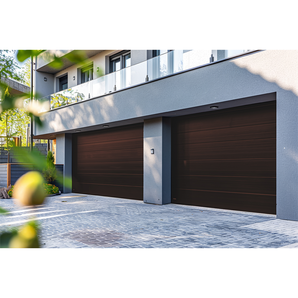 Puerta de Garage D Alta calidad 18x7 pies 1 3/4" Aislante Termico Estilo Americana Imitacion Madera BLACK WALNUT GARAGE-187B - SILYMX