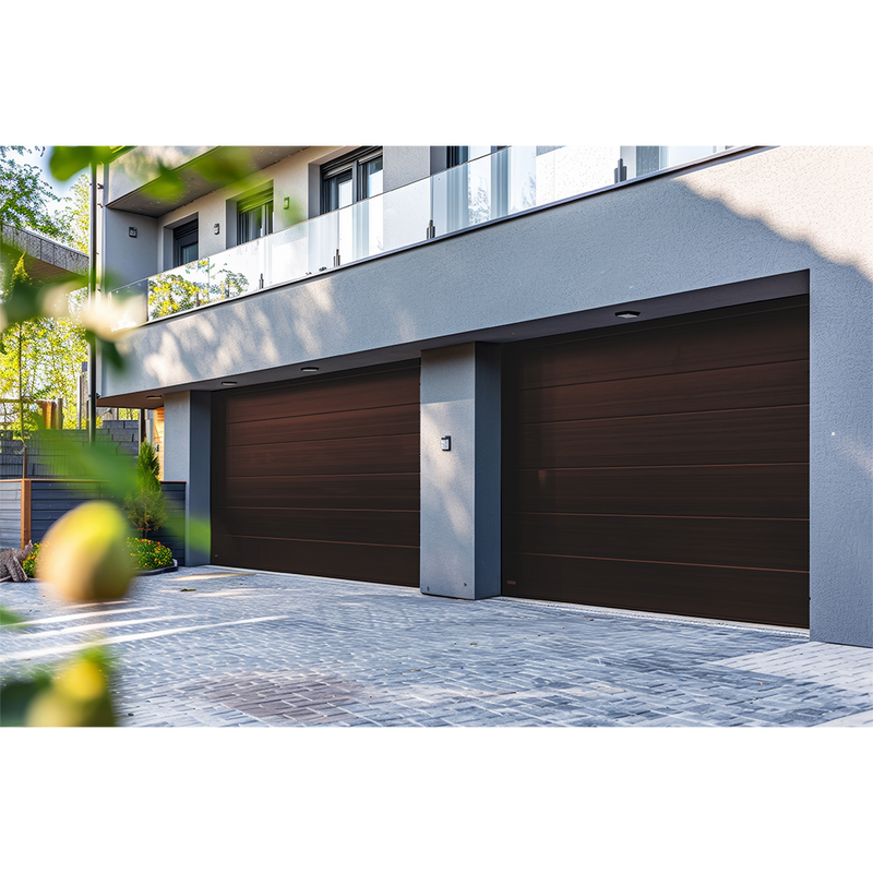 Puerta de Garage D Alta calidad 9x8 pies 1 3/4" Aislante Termico Estilo Americana Imitacion Madera BLACK WALNUT GARAGE-98B - SILYMX