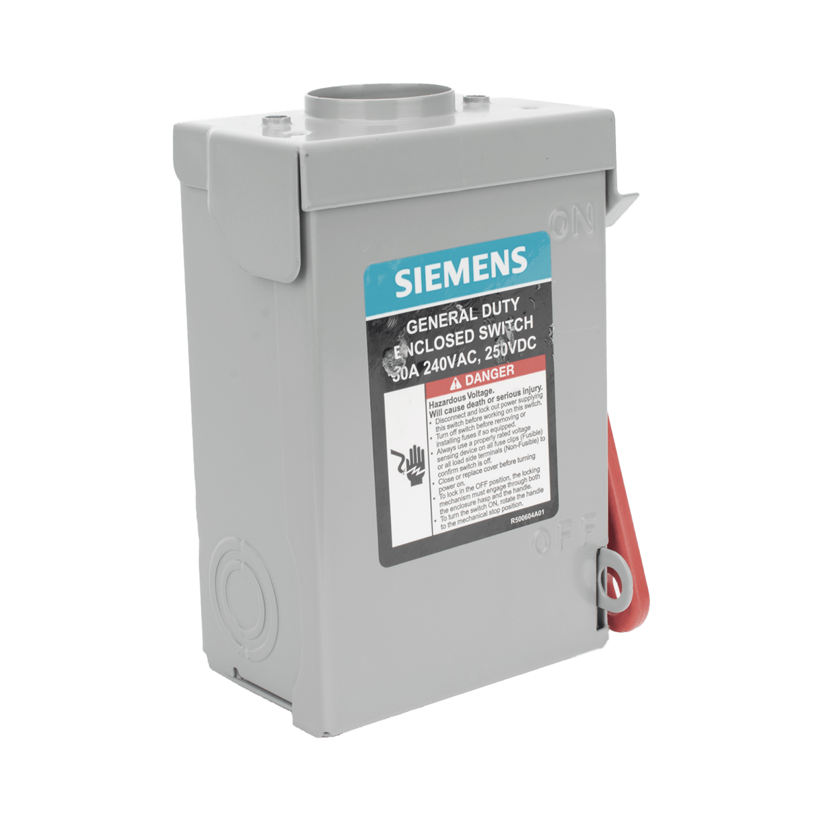 Centros de Carga e InterruptoresSIEMENSGNF221RAInterruptor de seguridad cerrado de doble ruptura. Interruptor de serie A 2 polos 2 hilos sin fusible uso general. Nema 3R - SILYMX