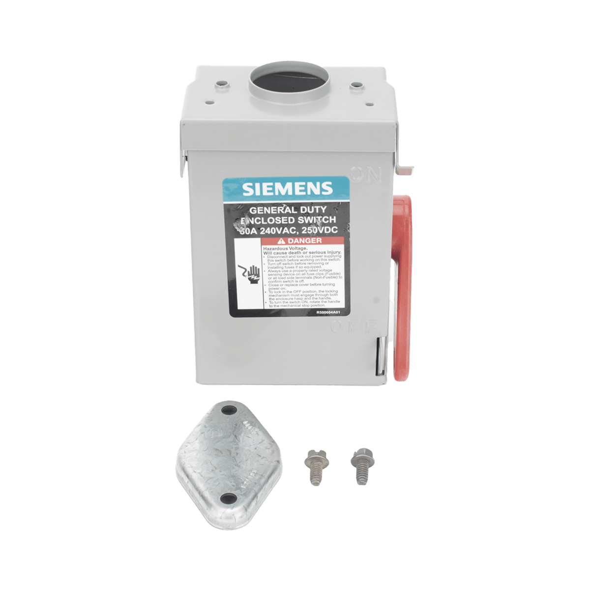Centros de Carga e InterruptoresSIEMENSGNF221RAInterruptor de seguridad cerrado de doble ruptura. Interruptor de serie A 2 polos 2 hilos sin fusible uso general. Nema 3R - SILYMX