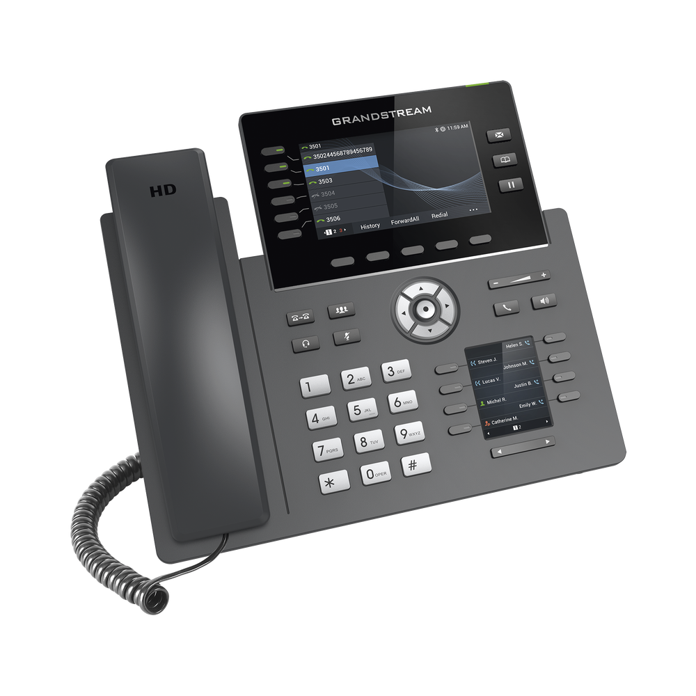 Teléfono IP Wi-Fi Grado Operador 6 líneas SIP con 6 cuentas pantalla a color 4.3" puertos Gigabit Bluetooth PoE codec Opus IPV4/IPV6 con gestión en la nube GDMS GRP-2616 - SILYMX