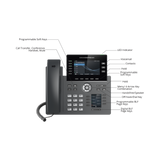 Teléfono IP Wi-Fi Grado Operador 6 líneas SIP con 6 cuentas pantalla a color 4.3" puertos Gigabit Bluetooth PoE codec Opus IPV4/IPV6 con gestión en la nube GDMS GRP-2616 - SILYMX
