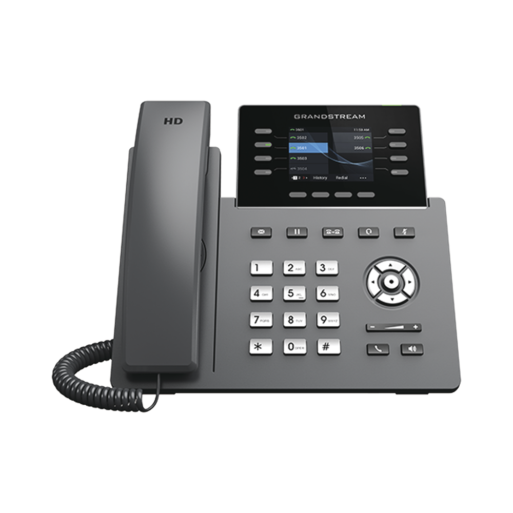 Teléfono IP Wi-Fi Grado Operador 8 líneas SIP con 4 cuentas pantalla a color 2.8" puertos Gigabit Bluetooth PoE codec Opus IPV4/IPV6 con gestión en la nube GDMS GRP2624 - SILYMX