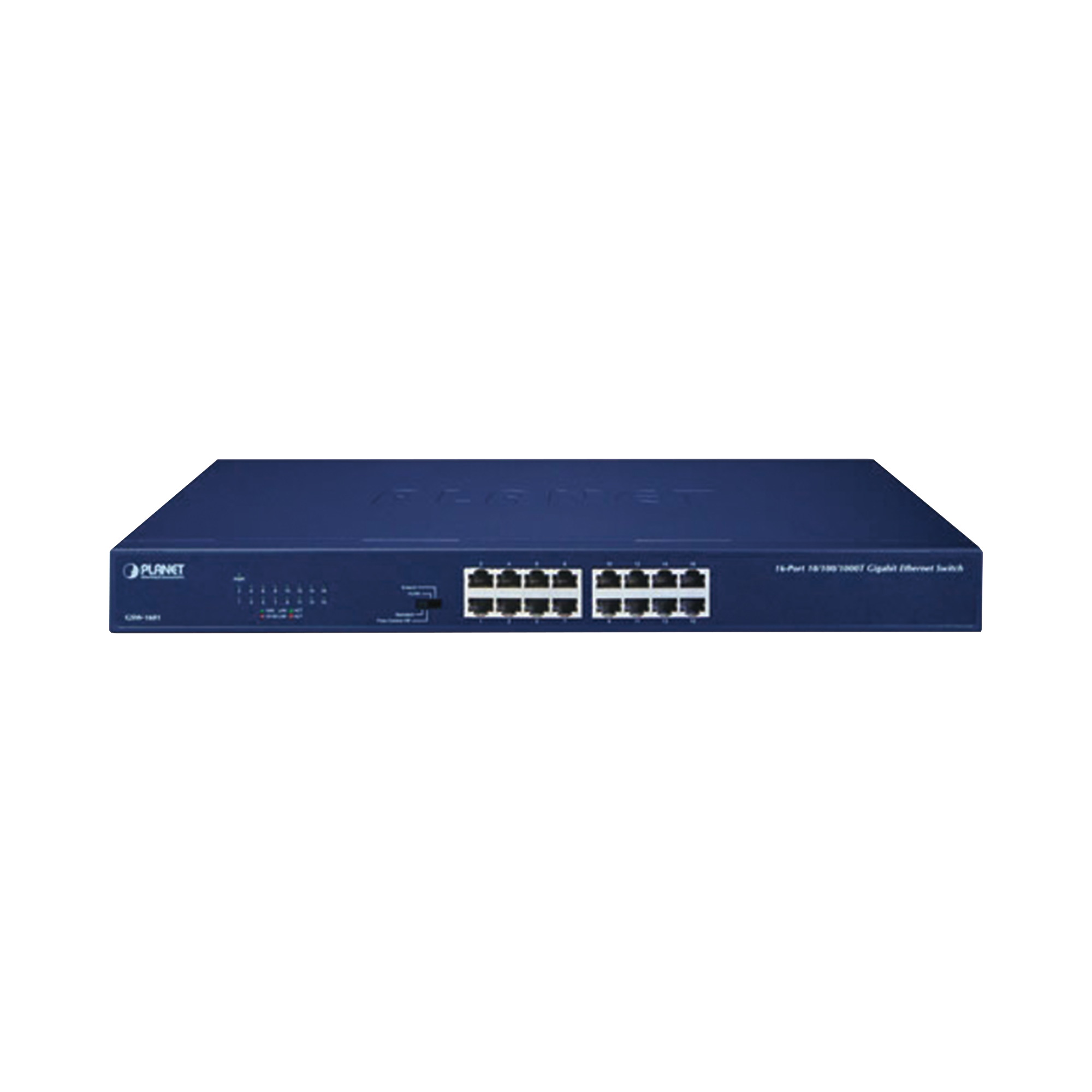 Switch No Administrable PLANET 16 Puertos Gigabit con Modo Extendido 200m 1U | GSW-1601 - SILYMX