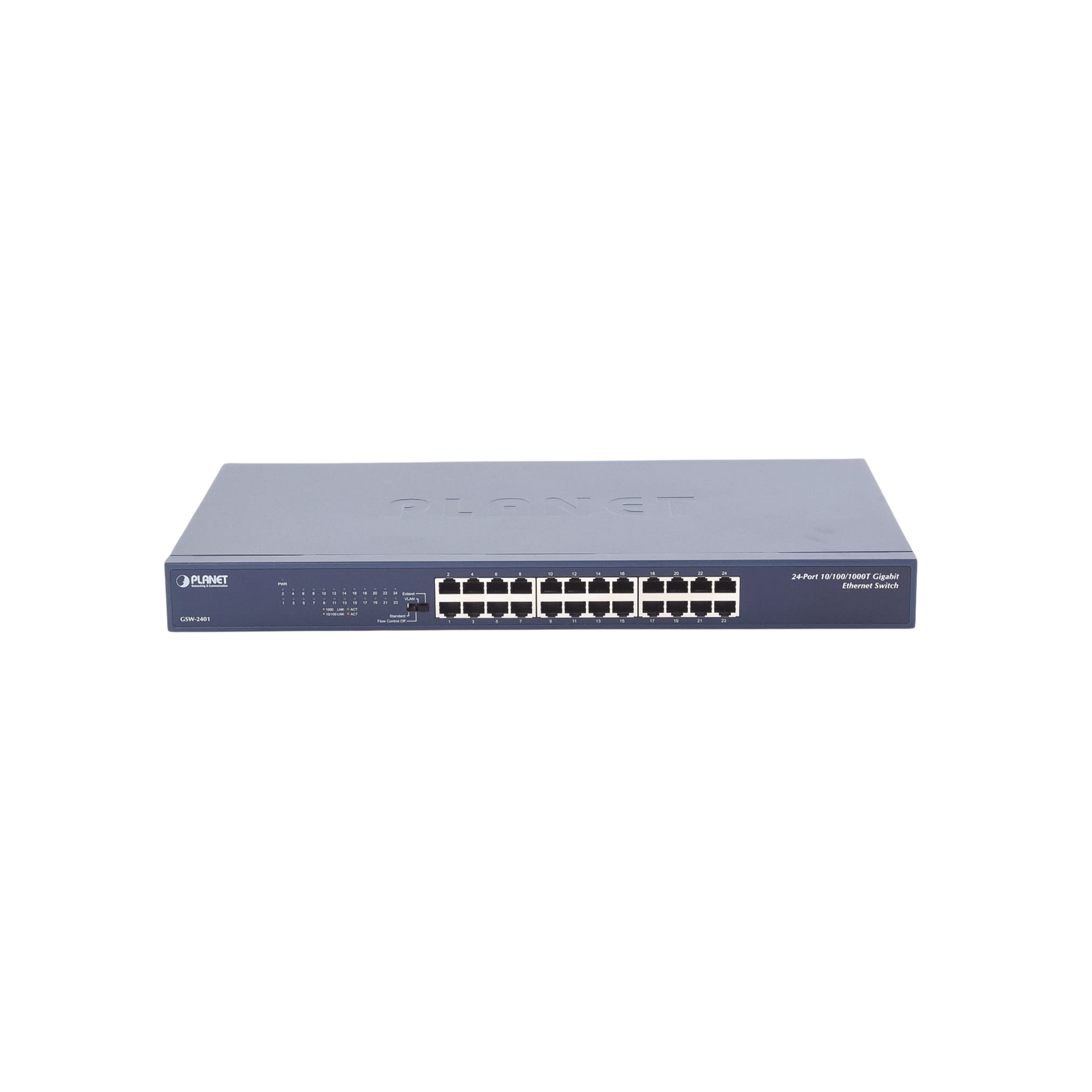 Switch No Administrable PLANET 24 Puertos Gigabit con Modo Extendido 200m 1U | GSW-2401 - SILYMX