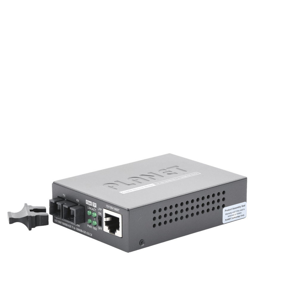Convertidor de medios PLANET 1000 Mbps UTP/fibra óptica Mono-Modo hasta 20 Km conector SC GT-802S - SILYMX