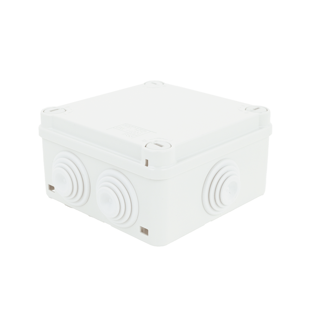 Caja de conexiones de PVC GEWISS Auto-extinguible 6 entradas tapa y tornillo de media vuelta de 1/4" 100x100x50MM (Medidas internas) (IP55) GW-44-024 - SILYMX