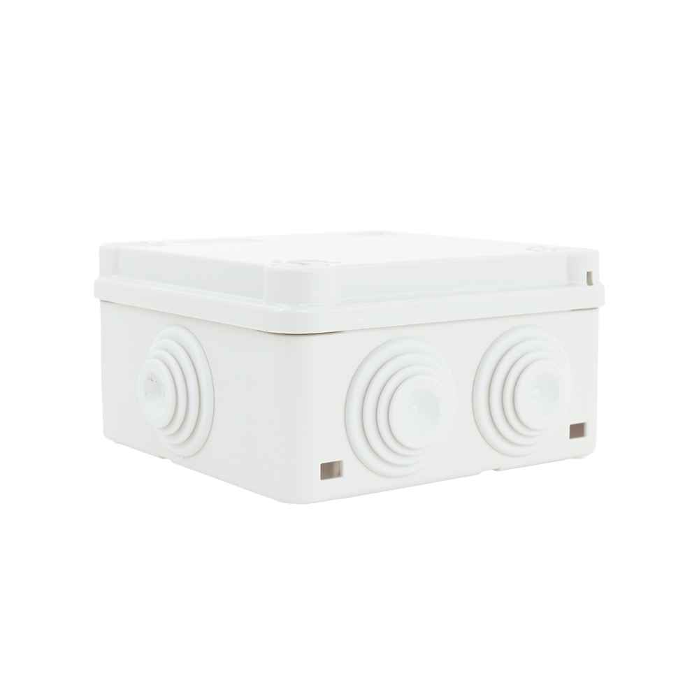 Caja de conexiones de PVC GEWISS Auto-extinguible 6 entradas tapa y tornillo de media vuelta de 1/4" 100x100x50MM (Medidas internas) (IP55) GW-44-024 - SILYMX