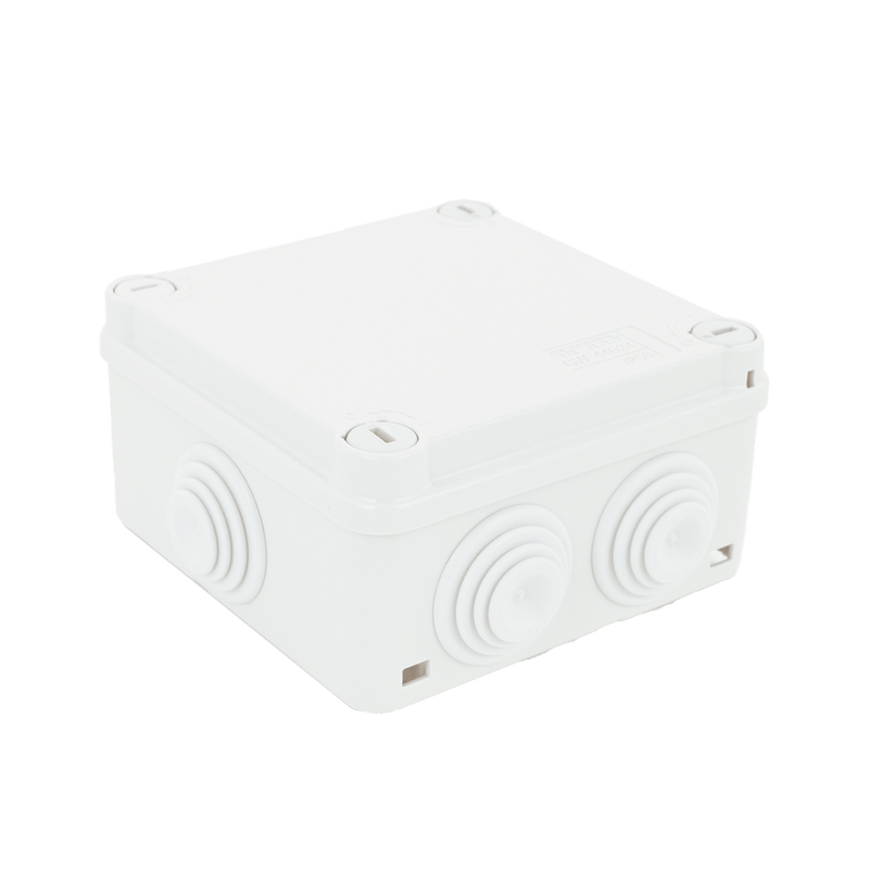 Caja de conexiones de PVC GEWISS Auto-extinguible 6 entradas tapa y tornillo de media vuelta de 1/4" 100x100x50MM (Medidas internas) (IP55) GW-44-024 - SILYMX